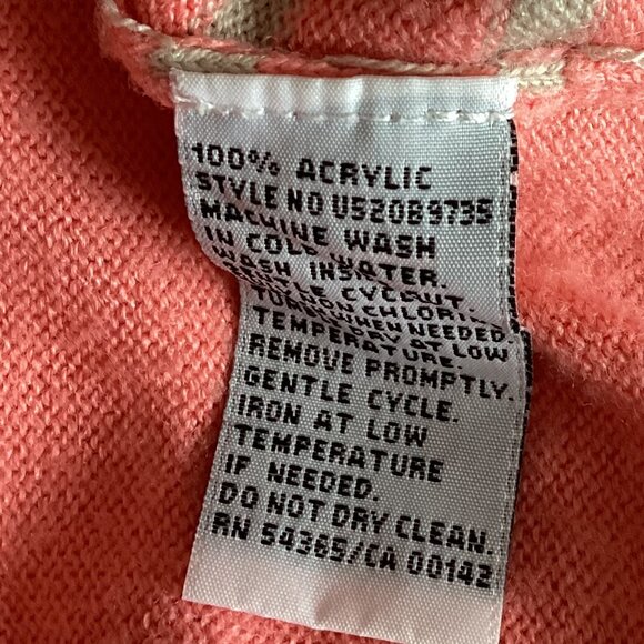 Alia Women's Sweater Size Petite (PL) Peach Gray Striped V-Neck Thin Lightweight - Picture 7 of 7